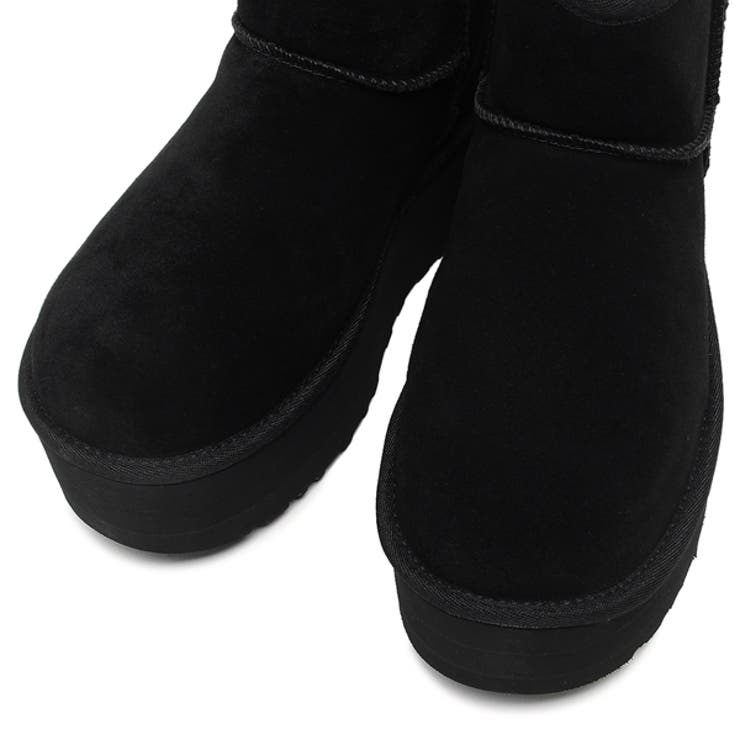 アグブーツクラッシックミニプラットホームムートンブーツ厚底5cmプラットフォームブラックレディースUGG1134991BLK