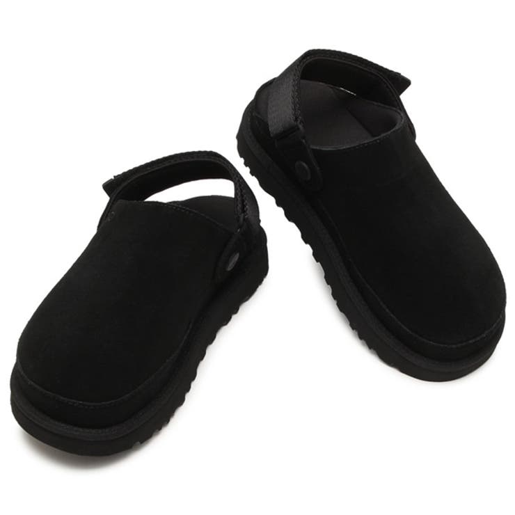 UGGアグ厚底サンダルゴールデングロースライドグロークロッグサボブラックレディース1138252BLK