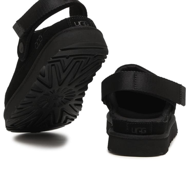 UGGアグ厚底サンダルゴールデングロースライドグロークロッグサボブラックレディース1138252BLK