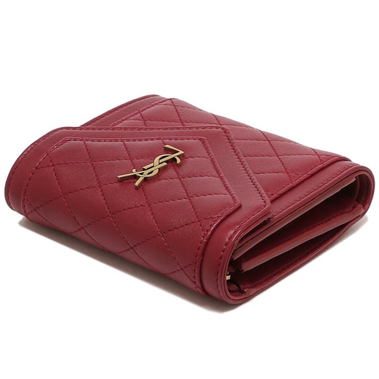 SAINT LAURENT レッド 三つ折り財布 Saint Laurent サン・ローラン 三つ折り財布 ワインレッド