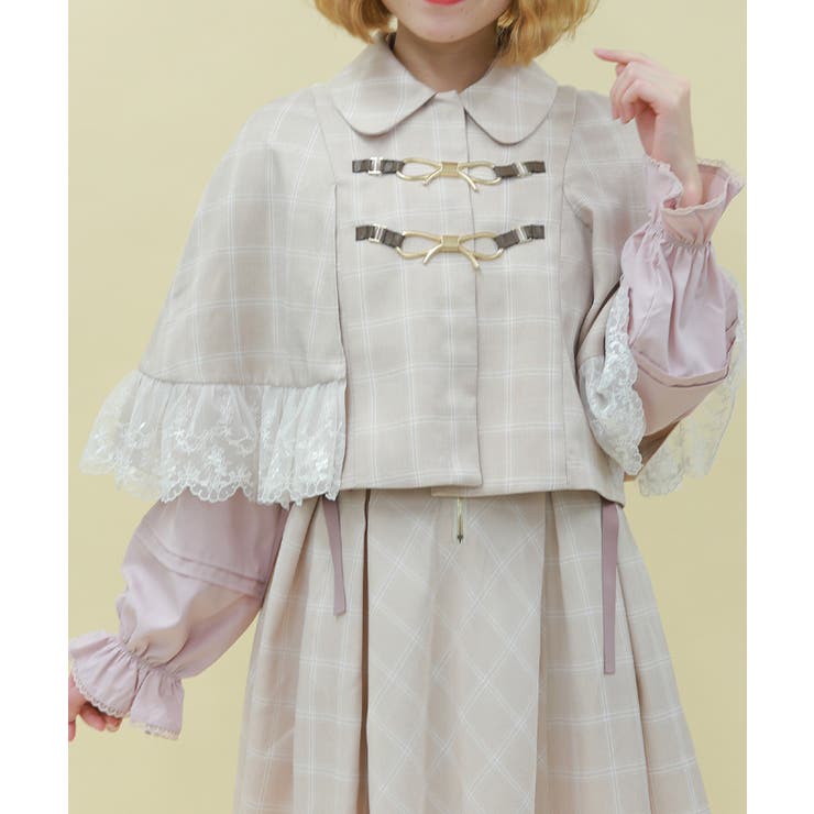 ベージュ | リボンビット付きケープジャケット | axes femme