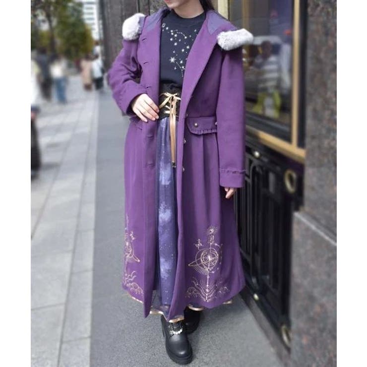 天体刺繍フード付コート[品番：IGAW0005706]｜axes femme（アクシーズファム ）のレディースファッション通販｜SHOPLIST（ショップリスト）