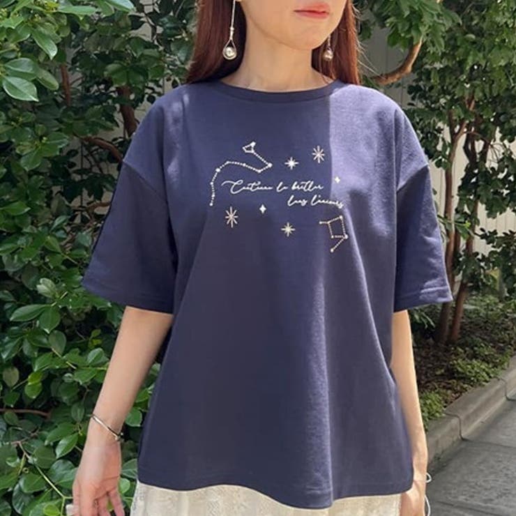 星空プリント吸水速乾Tシャツ[品番：IGAW0005171]｜axes femme