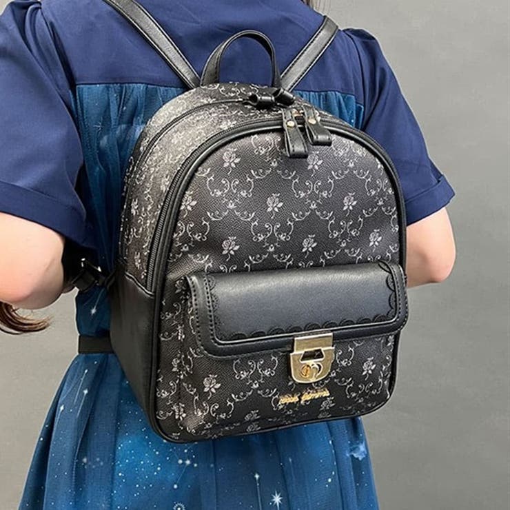 axesfemme 薔薇モチーフプリントリュック 黒 薔薇モチーフプリントリュック | outlet | axes femme online shop