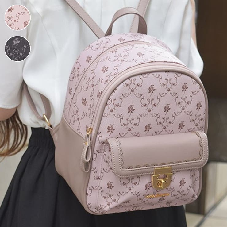 axesfemme 薔薇モチーフプリントリュック 黒 薔薇モチーフプリントリュック[品番：IGAW0005104]｜axes femme