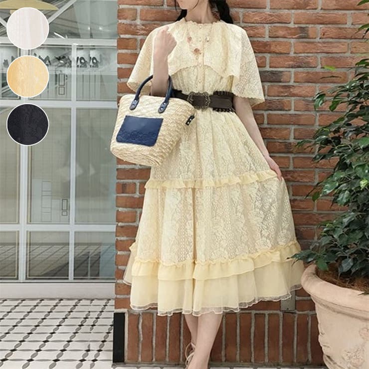 ローズレースケープワンピース[品番：IGAW0005099]｜axes femme