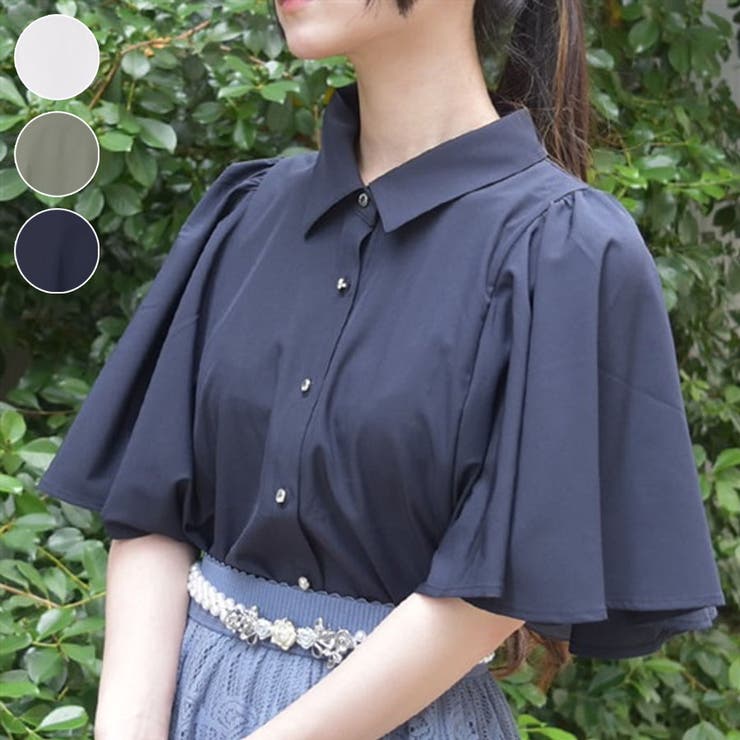 ケープ風フレア袖ロングシャツ[品番：IGAW0005186]｜axes femme 