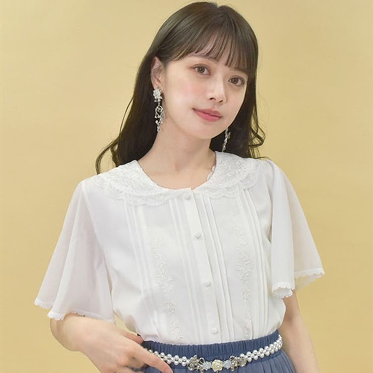 レースセーラー刺繍ブラウス[品番：IGAW0005208]｜axes femme