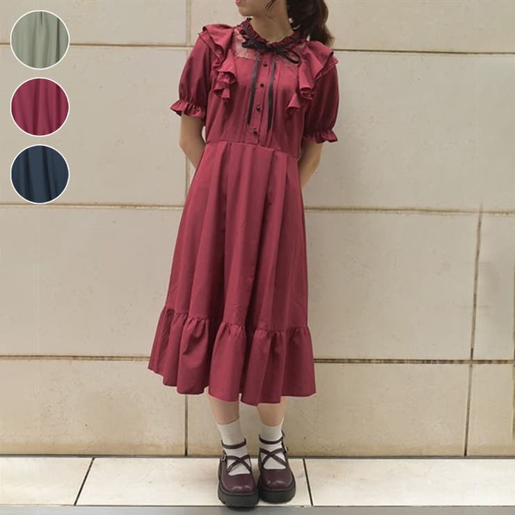 レース使いフリルワンピース[品番：IGAW0005243]｜axes femme