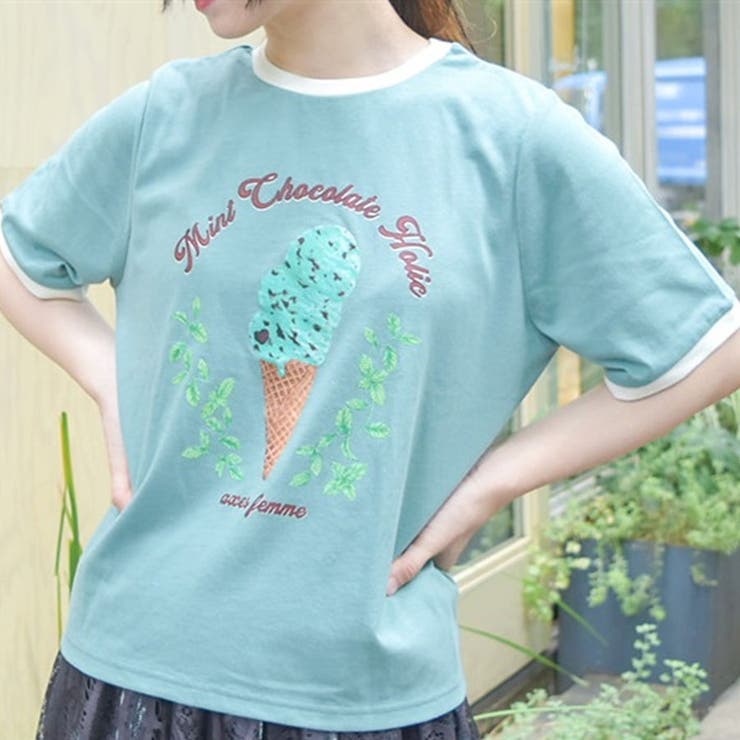 チョコミントプリントTシャツ[品番：IGAW0005314]｜axes femme