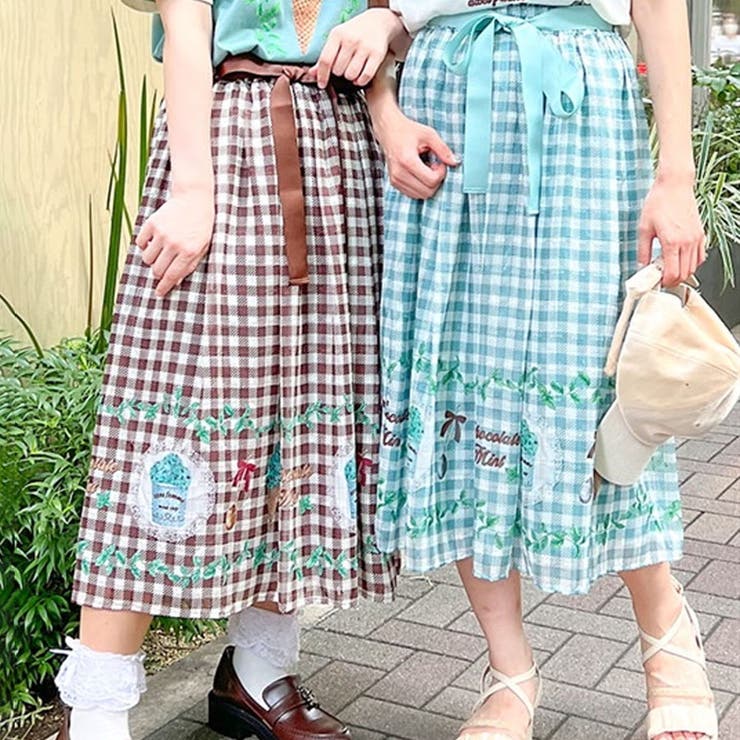 チョコミントプリントスカート[品番：IGAW0005311]｜axes femme