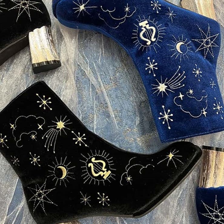 天体モチーフ刺繍ベロアブーツ[品番：IGAW0004342]｜axes  femme（アクシーズファム）のレディースファッション通販｜SHOPLIST（ショップリスト）