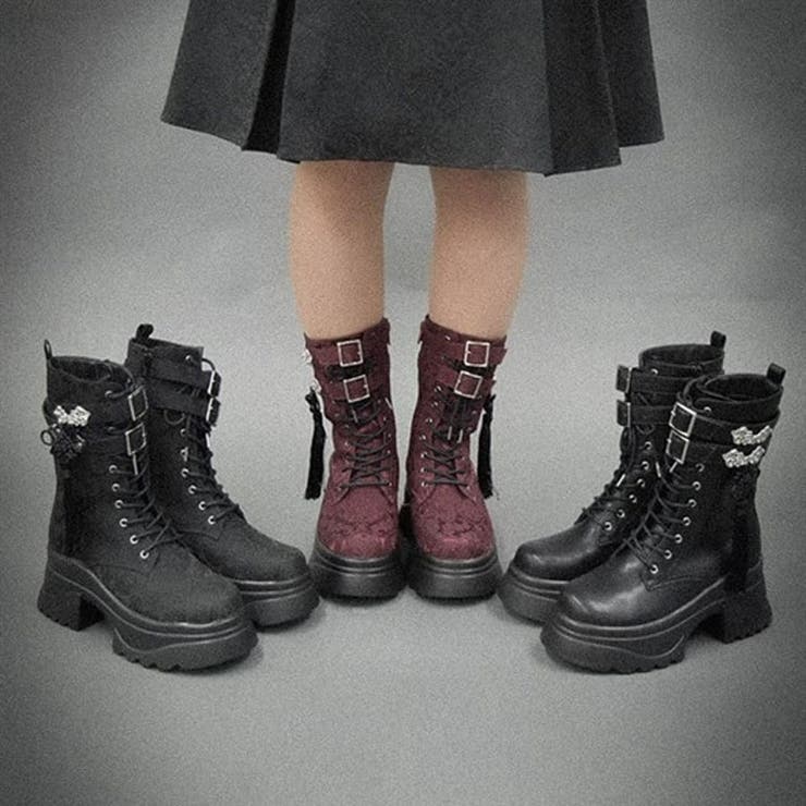 チャイナ釦タンクソールブーツ[品番：IGAW0005232]｜axes femme