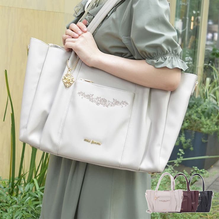 【おしゃれ】 薔薇刺繍多機能ビッグトート[品番：IGAW0005267]｜axes femme トートバッグ