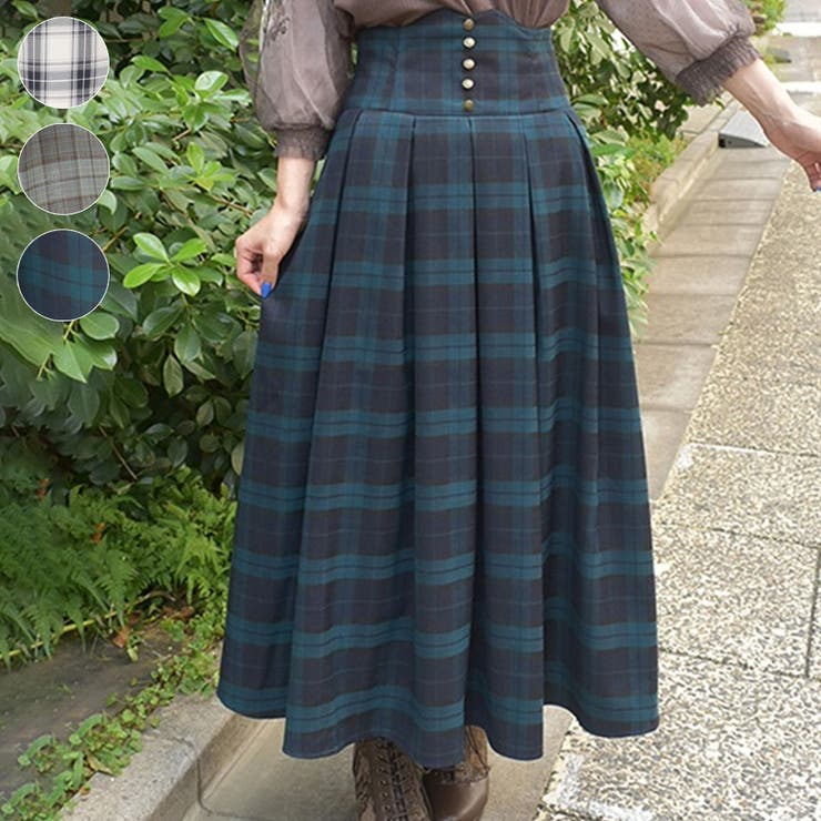 チェック柄ハイウエストスカート[品番：IGAW0005361]｜axes femme