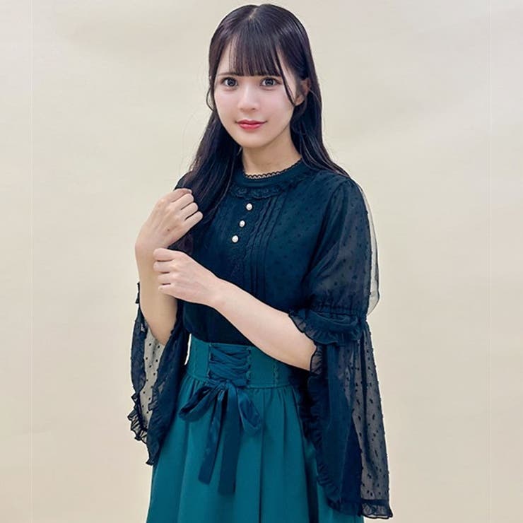 美品）アドーア ADORE ビンタックブラウス ロングカフススリーブ