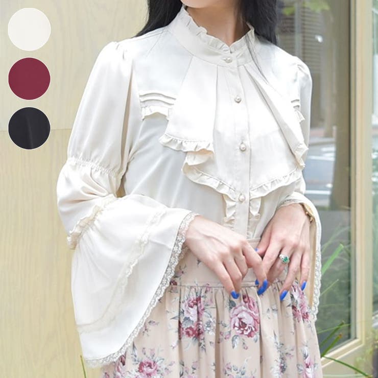 フロントフリル姫袖風ブラウス[品番：IGAW0005411]｜axes femme