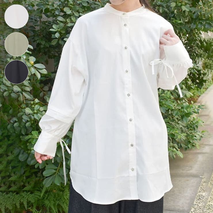 リボン袖オーバーシャツ[品番：IGAW0005466]｜axes femme