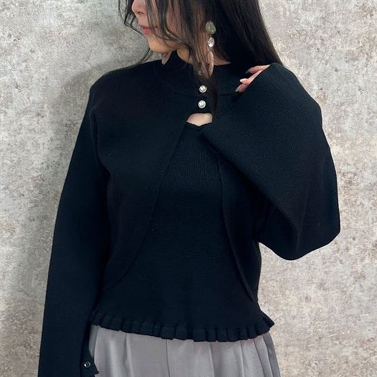 ニットタンク×2WAYカーデ[品番：IGAW0004592]｜axes femme