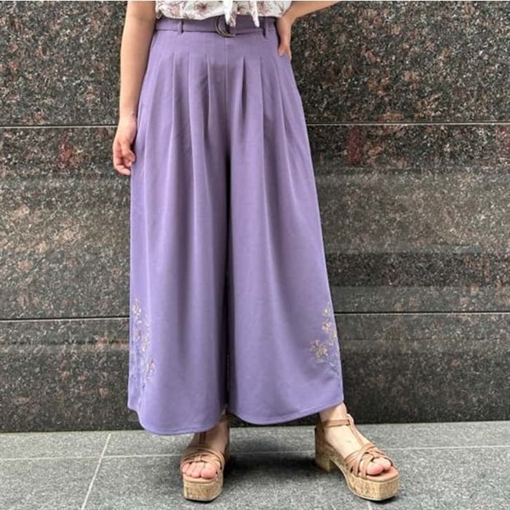 刺繍装飾ダークブルーワイドパンツ ワンフォークロージング 1111clothing デニムパンツ メンズ ワイド