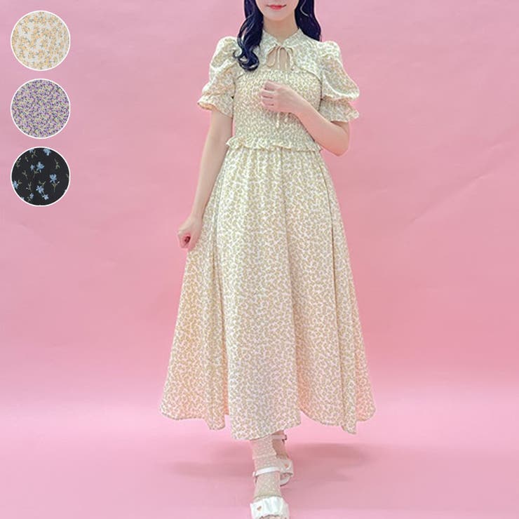 最新コレックション 花柄半袖ワンピース[品番：IGAW0004949]｜axes femme ワンピース