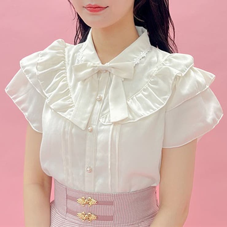 axes femme ディズニー、アイボリー フリルブラウス ワンピース2点 axes femme ディズニー、アイボリー フリルブラウス ワンピース2
