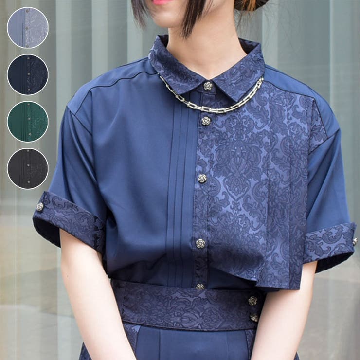 ジャカード切替シャツ[品番：IGAW0004897]｜axes femme
