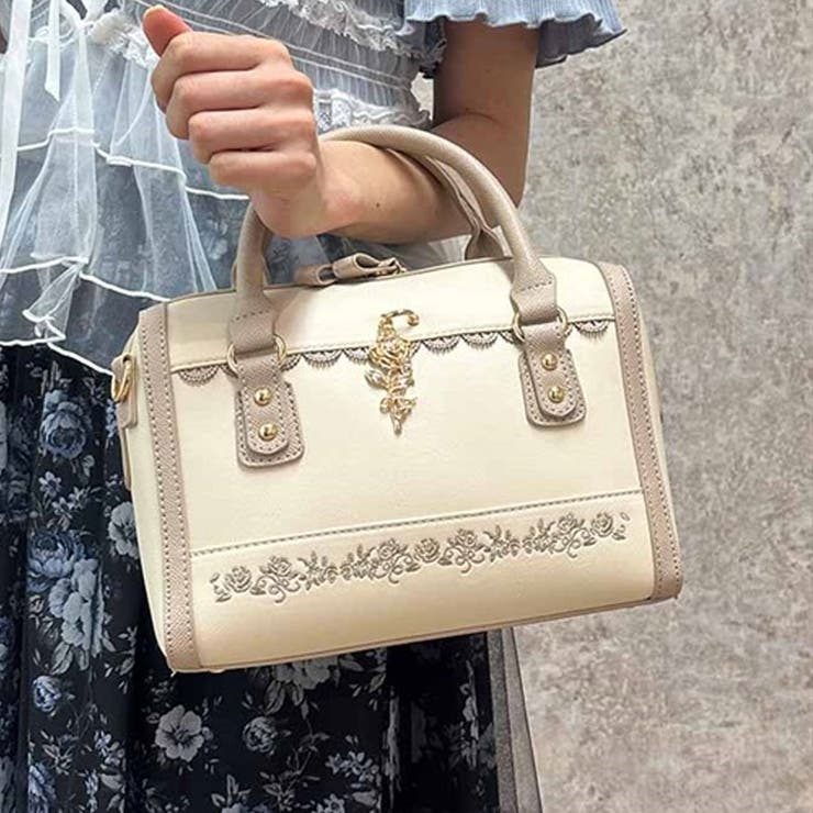 週末お値下げ！新品タグ付き ホルターネック薔薇のモチーフ個性的で上品エレガント & chouette｜ハンドル金具バイカラー ショルダーバッグ