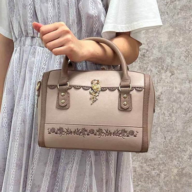 薔薇刺繍×チャーム付ボストン[品番：IGAW0005076]｜axes femme