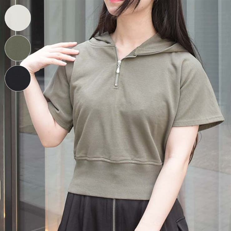 ハーフジップショートパーカー[品番：IGAW0005062]｜axes femme