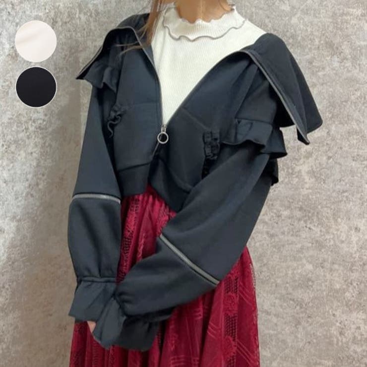 ジップデザインフリルパーカー[品番：IGAW0004042]｜axes femme