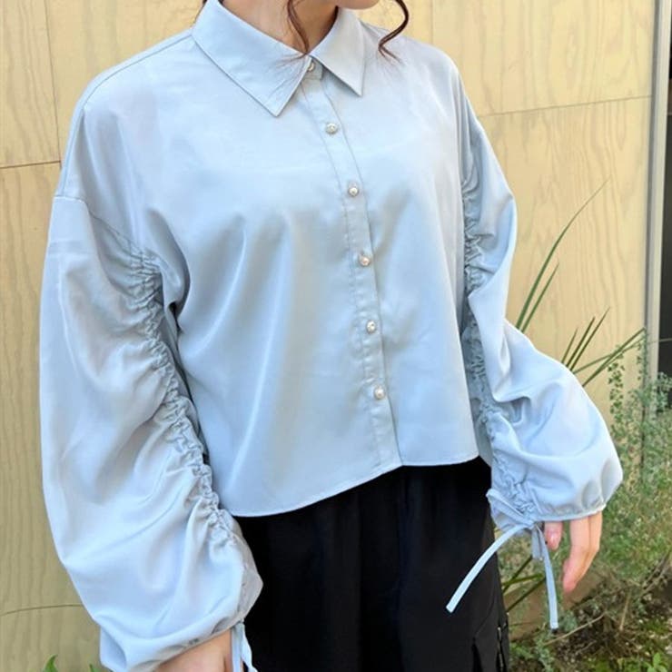 ドロスト袖ショートシャツ[品番：IGAW0004761]｜axes femme