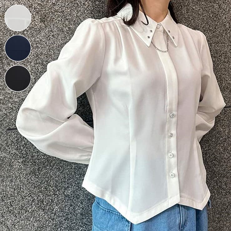 チェーン付コルセット風ブラウス[品番：IGAW0004813]｜axes femme