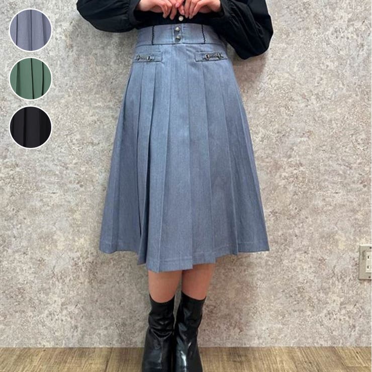 ビット付プリーツロングスカート[品番：IGAW0004653]｜axes  femme（アクシーズファム）のレディースファッション通販｜SHOPLIST（ショップリスト）