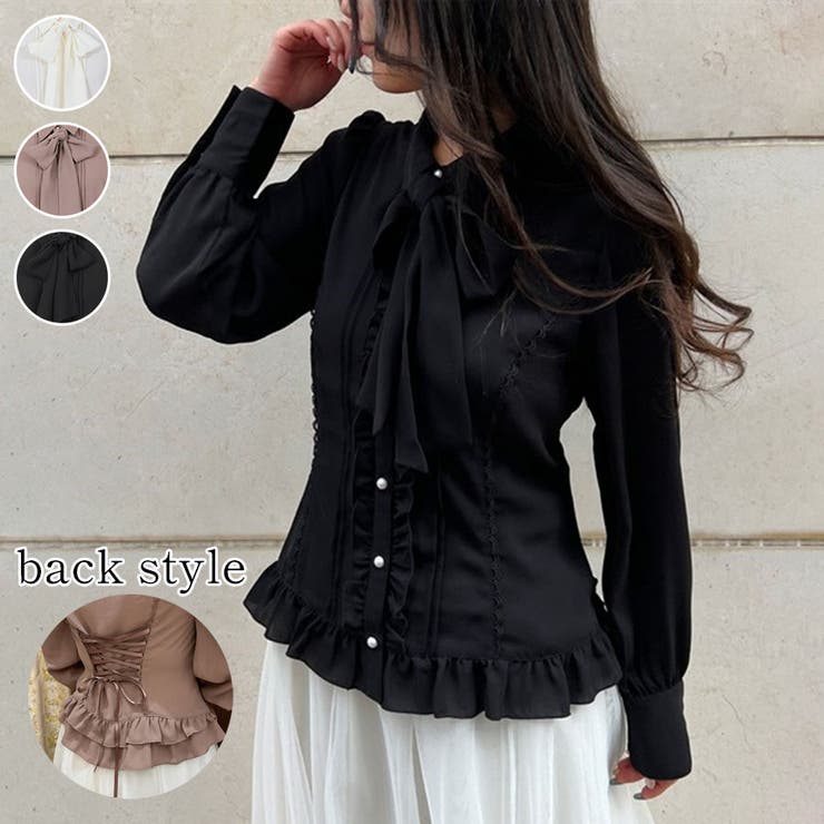 バックレースアップブラウス[品番：IGAW0004585]｜axes  femme（アクシーズファム）のレディースファッション通販｜SHOPLIST（ショップリスト）