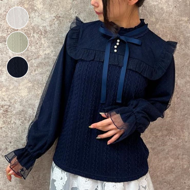 リボン付き切替プルオーバー[品番：IGAW0004619]｜axes femme