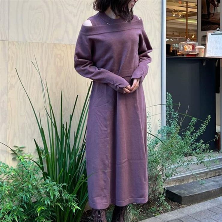 オフショルニット×ワンピースセット[品番：IGAW0004500]｜axes