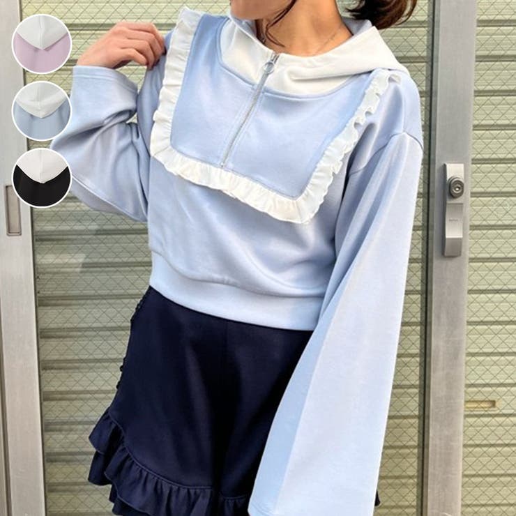ハーフジップフリルパーカー | axes femme | 詳細画像1 
