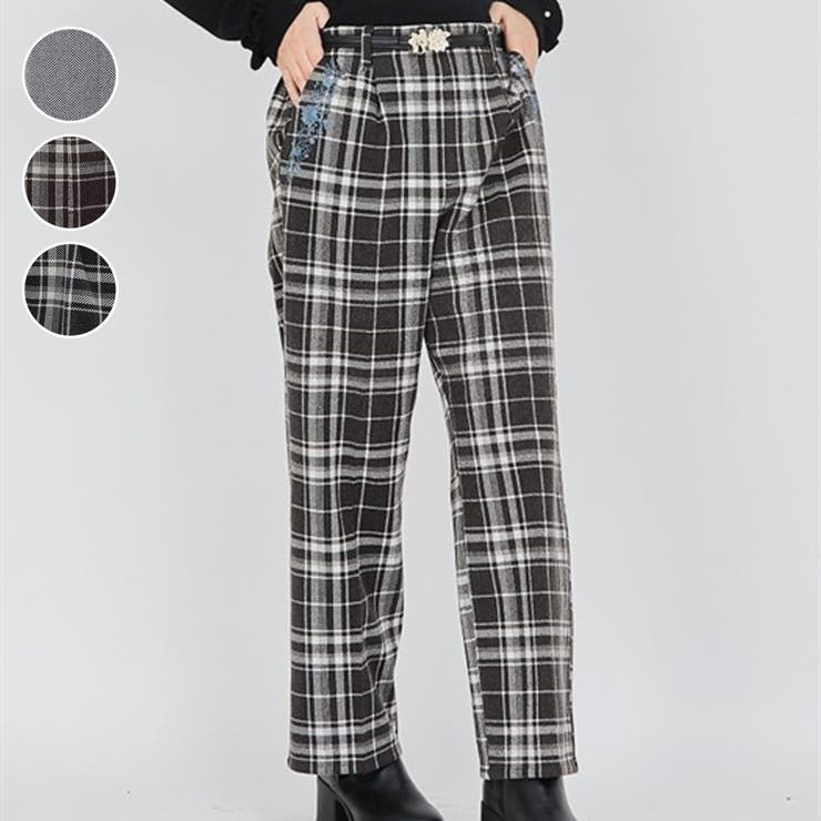 ポケット刺繍ウール調パンツ[品番：IGAW0004330]｜axes femme