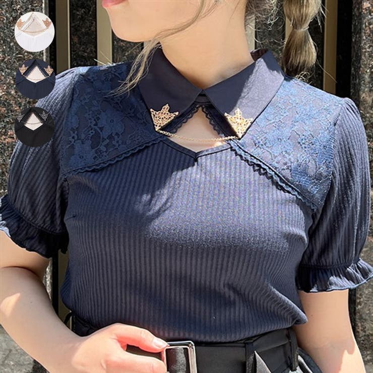 チェーン付リブトップス[品番：IGAW0003813]｜axes femme
