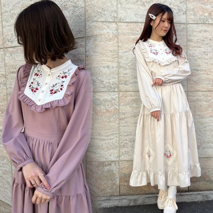 ブランド通販サイトをすべて ブロッキングベリー刺繍OP[品番：IGAW0003311]｜axes femme ワンピース