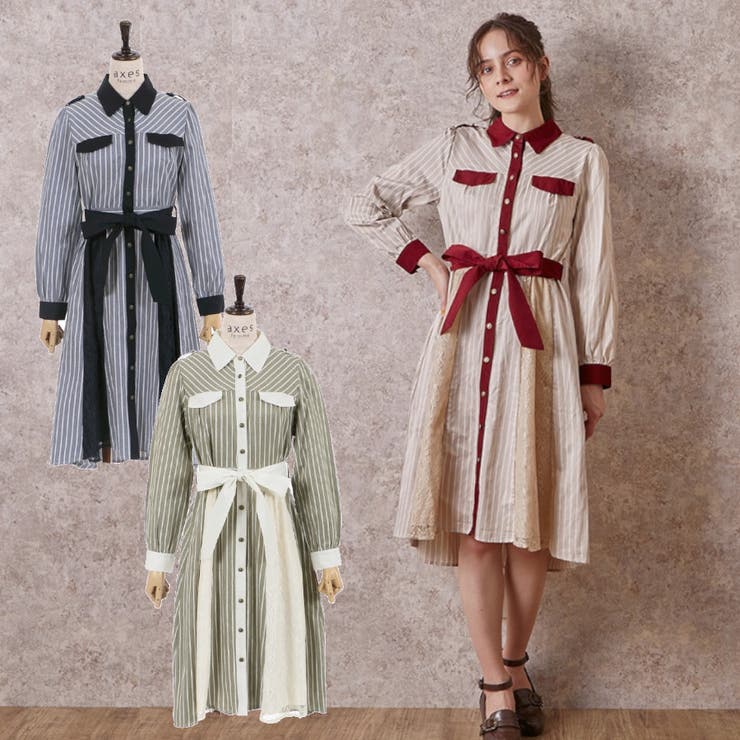 ストライプバイカラーOP[品番：IGAW0001606]｜axes femme