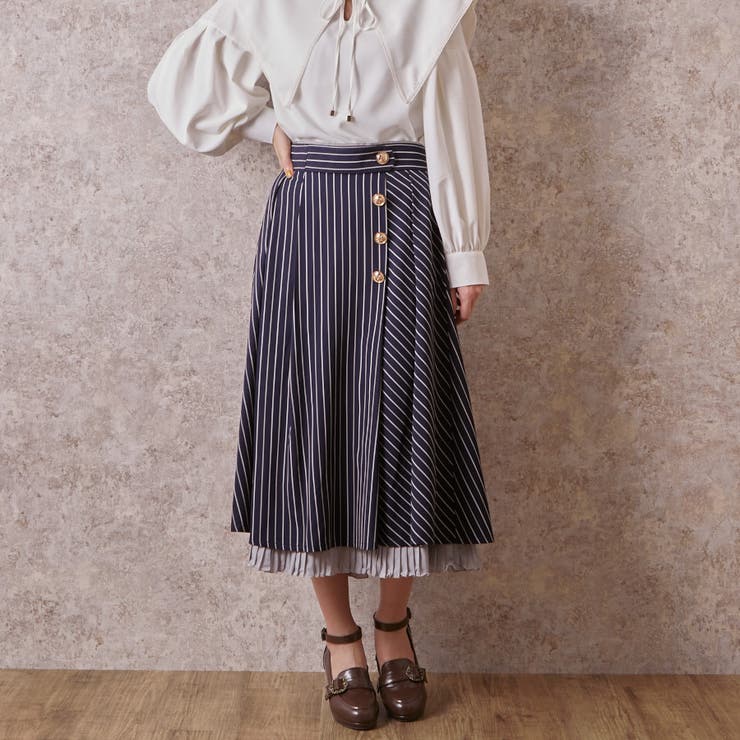 ストライプ柄ミディスカート[品番：IGAW0001557]｜axes  femme（アクシーズファム）のレディースファッション通販｜SHOPLIST（ショップリスト）