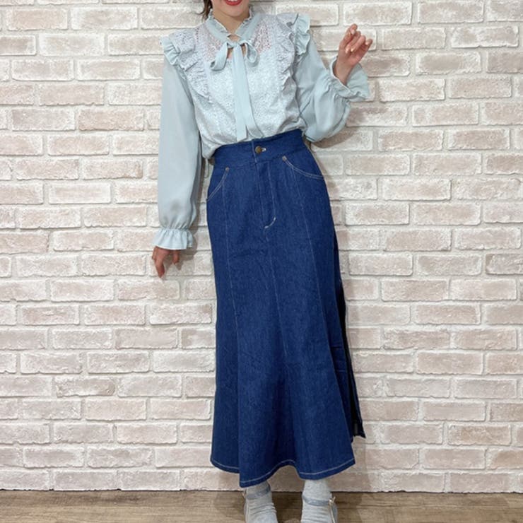 サイドプリーツデニムSK[品番：IGAW0001549]｜axes femme