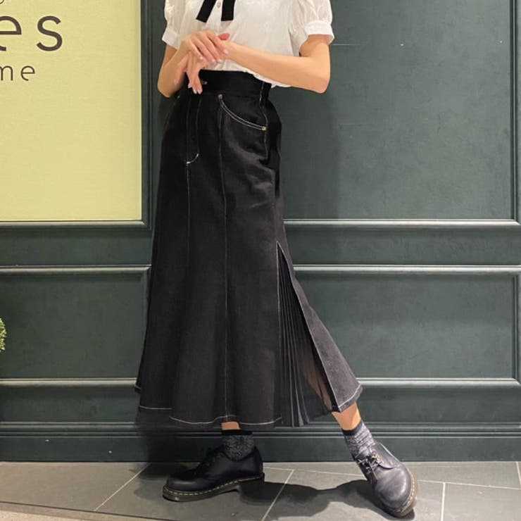 サイドプリーツデニムSK[品番：IGAW0001549]｜axes femme