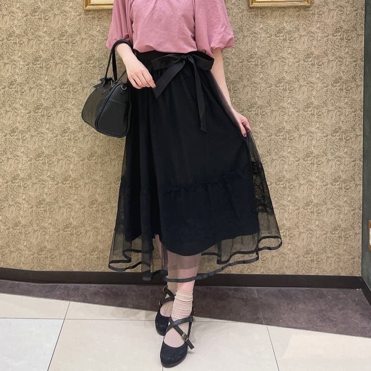 レース×チュールスカート[品番：IGAW0001696]｜axes femme