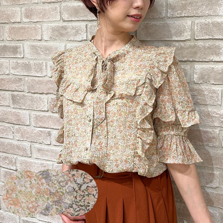 forksy.】【セットアップ対応】小花柄ワッフルパイピング
