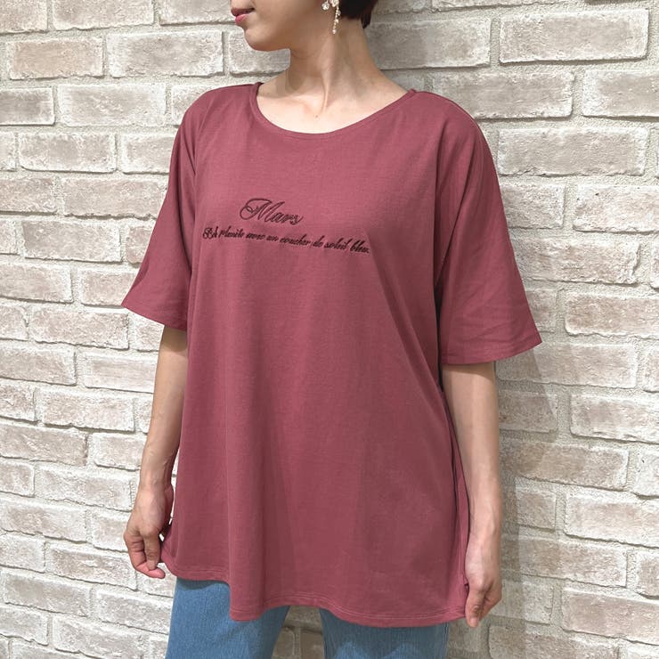 tシャツ 21/-OE天竺ロゴ刺繍ドルマンTシャツ レディース ロゴ刺繍ドルマンTシャツ[品番：IGAW0001723]｜axes femme