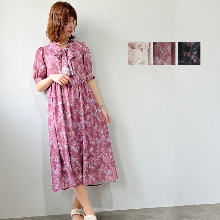 ローズレース柄ボータイOP[品番：IGAW0001687]｜axes femme