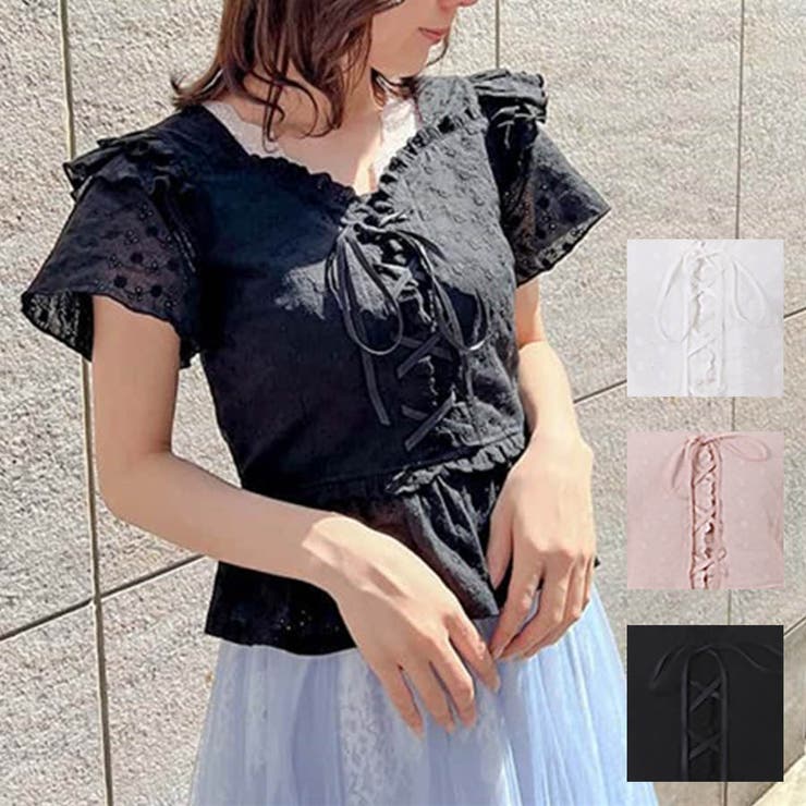 アイレットレースビスチェブラウス[品番：IGAW0003614]｜axes femme